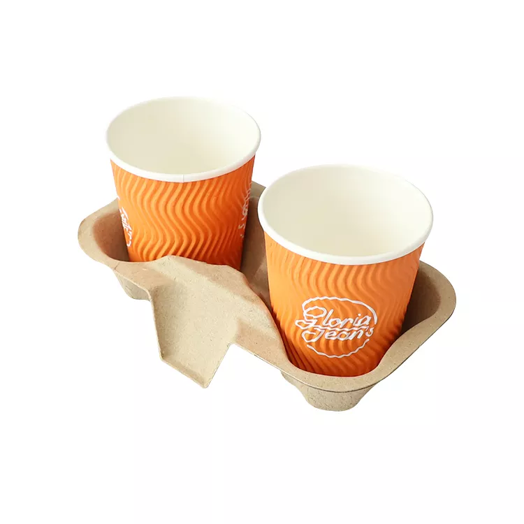 Paper Pulp Takeaway Carrier Tray Coffee Paper Cup Holder Tray