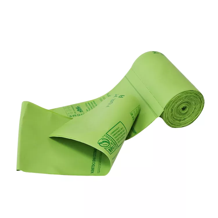 Custom Pla 100% Biodegradable Compostable Cornstarch Trash Bags Green Biodegradable Garbage bag