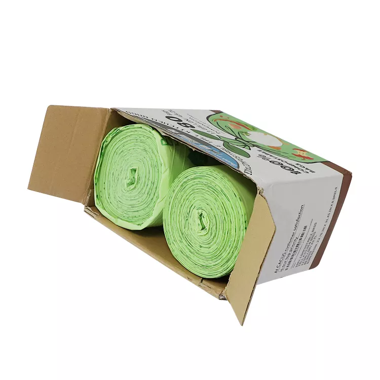 Custom Pla 100% Biodegradable Compostable Cornstarch Trash Bags Green Biodegradable Garbage bag