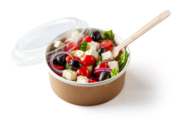 paper salad bowl with plastic lid