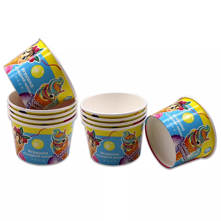 New Style Eco Friendly Custom Ice Cream Paper Cup Bowl with Lid