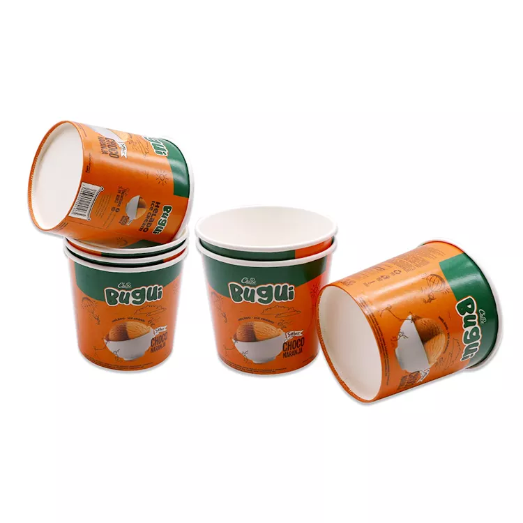 Bol de tasse de papier de crème glacée personnalisé écologique de nouveau style avec couvercle