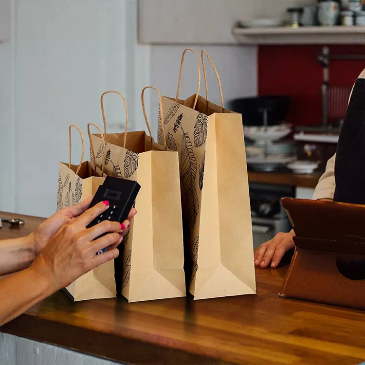 Bolsa de papel Kraft de diseo personalizado para comida para llevar