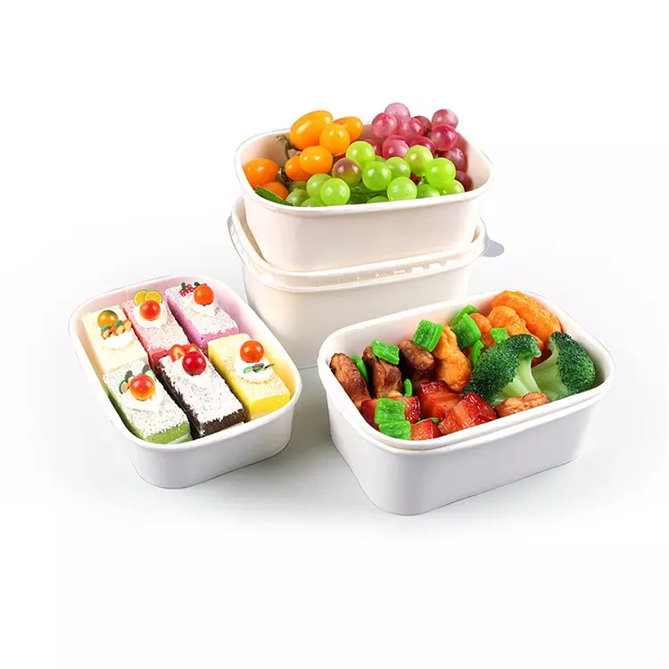 Ciotola per insalatiera di carta per zuppa di cibo per pranzo in carta kraft marrone biodegradabile a microonde