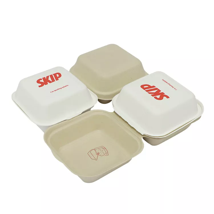 Boîte à lunch jetable à emporter biodégradable de bagasse de canne à sucre de nouvelle conception avec le couvercle