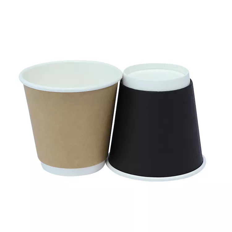 Novo copo de papel de café descartável biodegradável para viagem de 8 onças de parede dupla