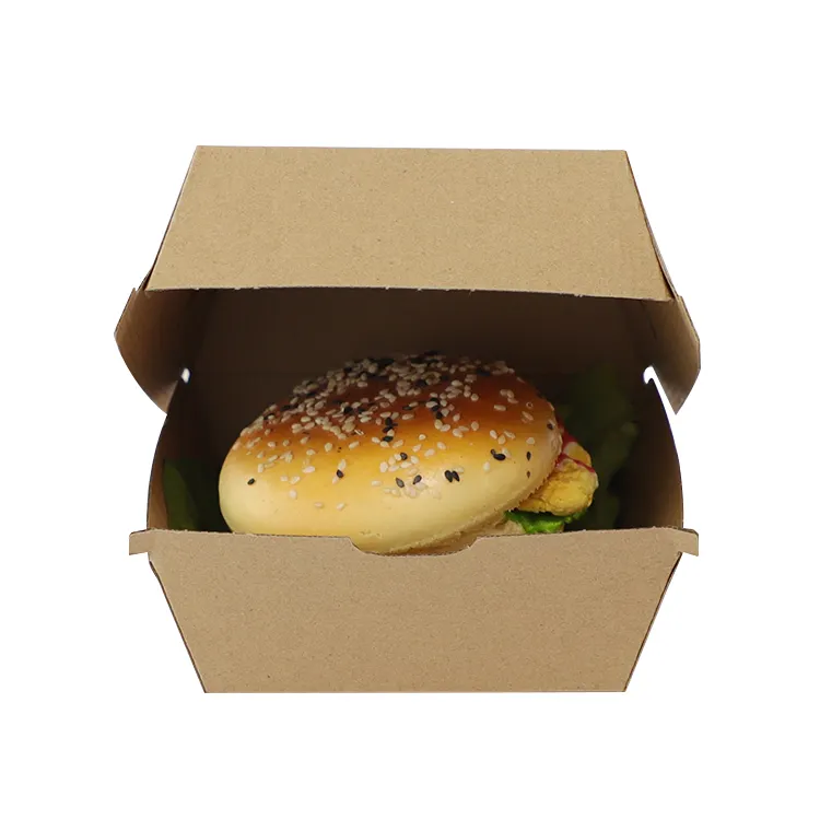 စိတ်ကြိုက်ရိုက်နှိပ်ထားသော စားသောက်ဆိုင် Takeaway Paper Burger ထုပ်ပိုးမှုသေတ္တာများ