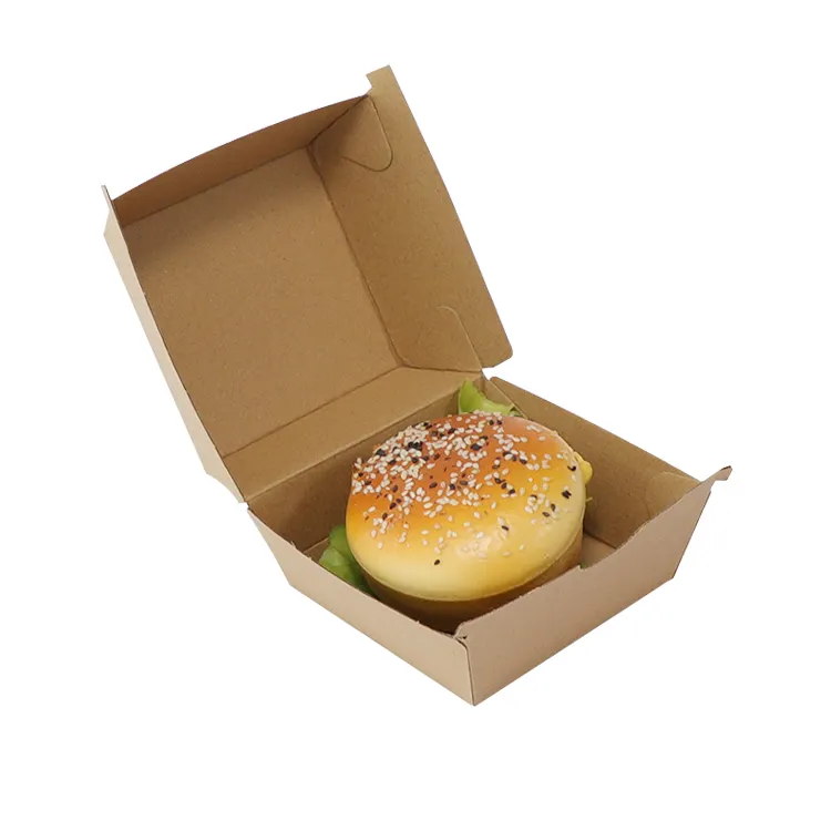 Caixas de embalagem de hambúrguer de papel para viagem impressas personalizadas