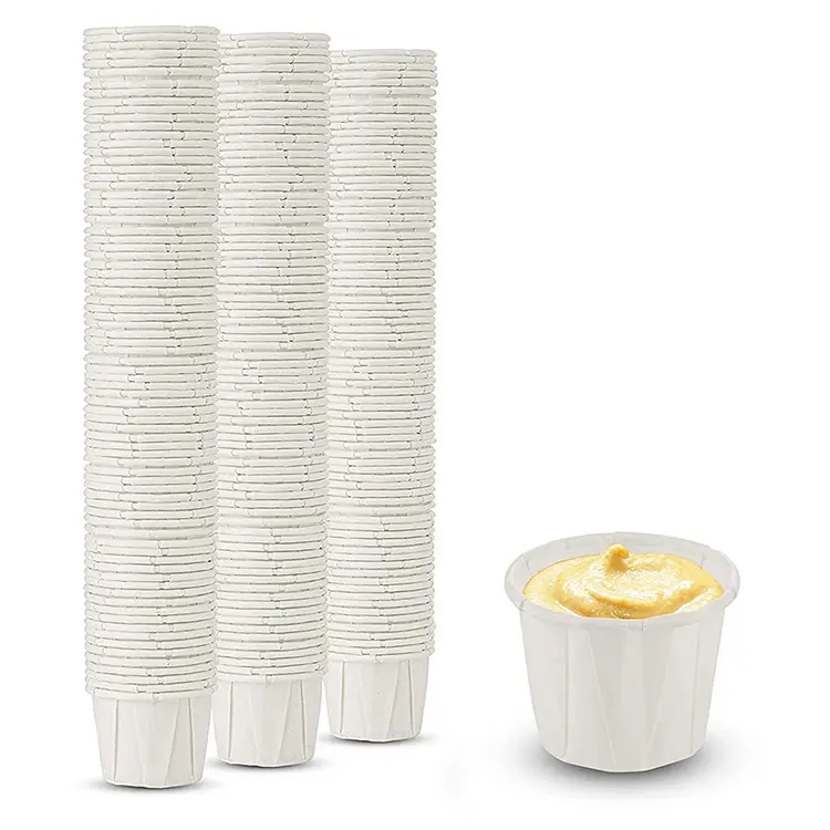 Tazas desechables de papel blanco para soufflé, taza de medicina de papel