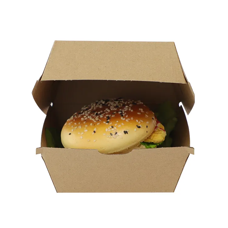 Nhà hàng in tùy chỉnh Takeaway Paper Burger Hộp bao bì