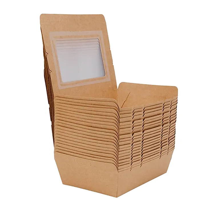 환경 친화적인 크래프트 종이 도시락 크래프트 식품 포장 상자를 가져갑니다.