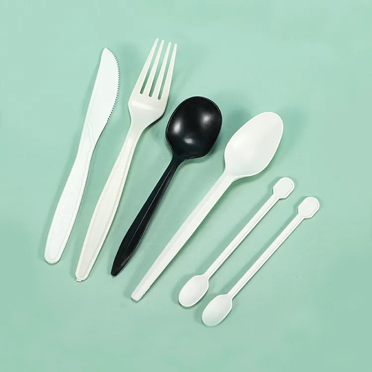 Compostable Tableware Cornstarch Spoon Fork Knife Teaspoon Spork Disposable Cornstarch Cutlery