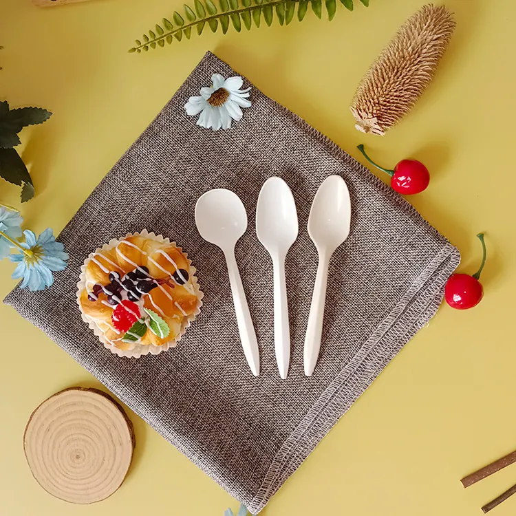 Compostable Tableware Cornstarch Spoon Fork Knife Teaspoon Spork Disposable Cornstarch Cutlery