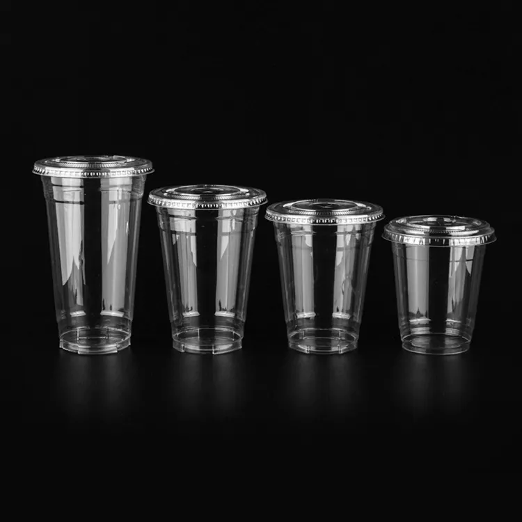 Biodegradable Cups Wholesale 12oz PLA Clear Cold Drinking Compostable Cups with Lid