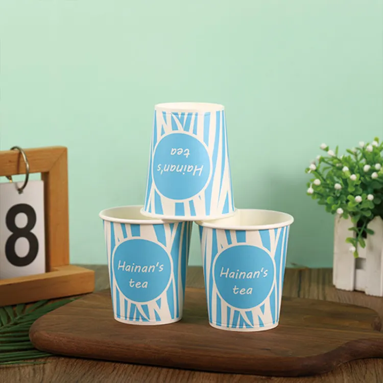 Vasos de papel de revestimiento a base de agua desechables impresos personalizados con logotipo