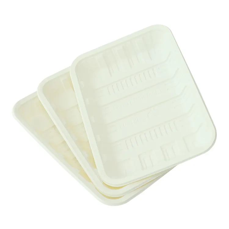 Custom Disposable Biodegradable Cornstarch Rectangle Food Tray