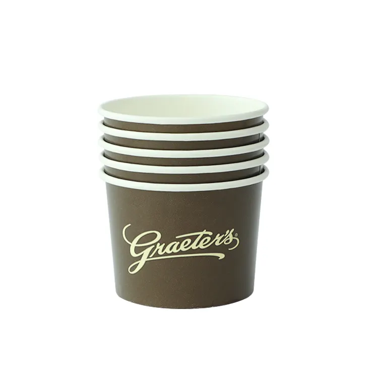Custom Printed Disposable Kraft Paper Soup Bowls To Go Ice Cream Kraft Paper Hot Soup Cup Take Away Food With Lid