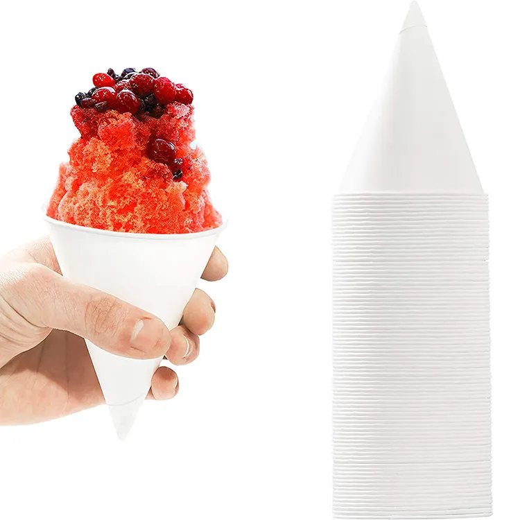 Custom Printed Water Paper Cone Cup Snow Cone Shaped Paper Cups