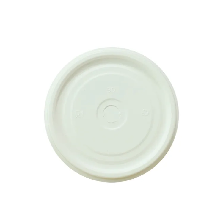 Biodegradable Disposable 80mm 90mm Sugarcane Bagasse Bamboo Pulp Paper Coffee Cup Lid