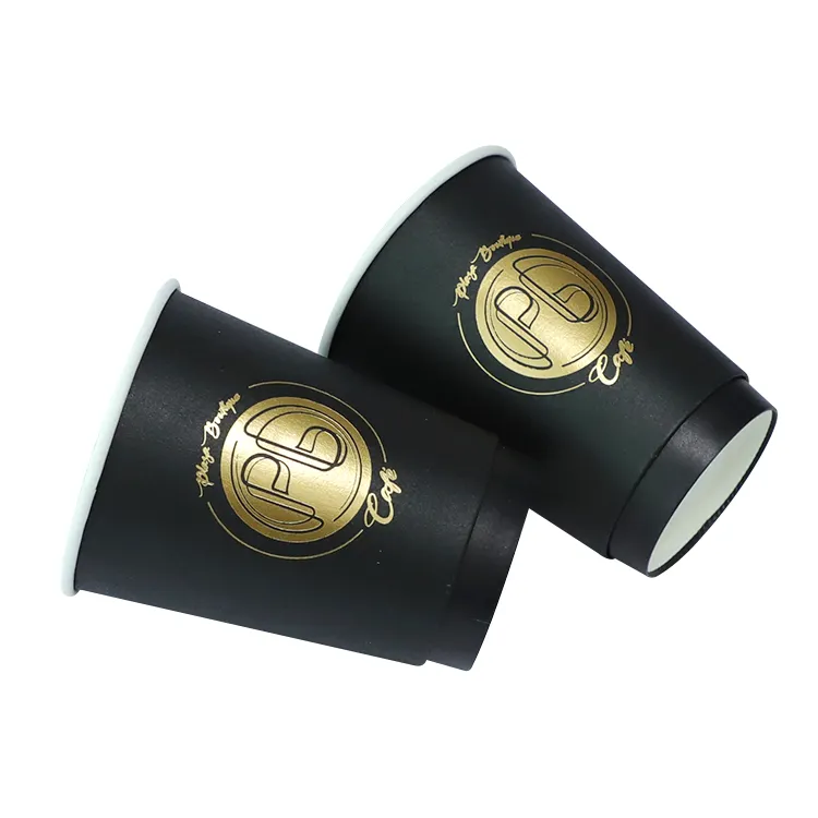 Disposable Gold Foil Stamping Custom Logo Hot Coffee Paper Cup