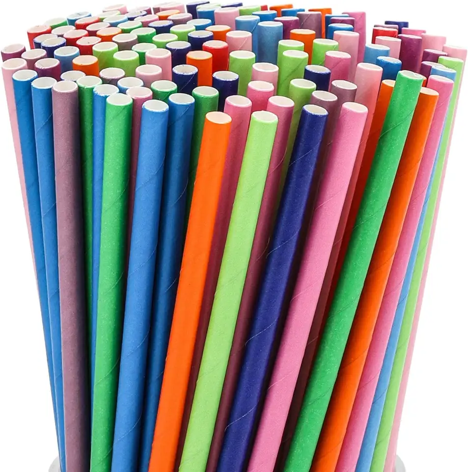 Eco-Friendly Biodegradable Rainbow Drinking Straws Party Decoration Supplies Stripe Paper Straws