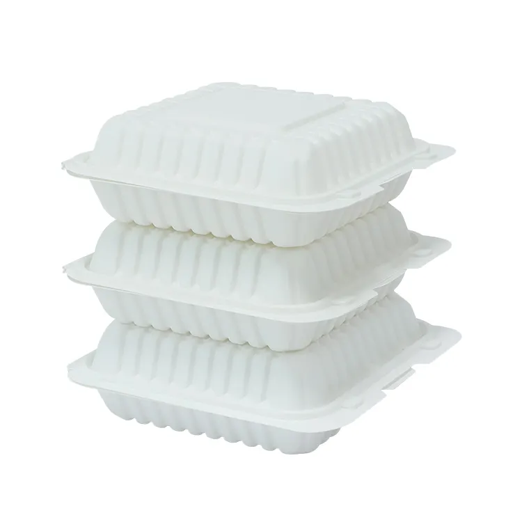 Disposable Cornstarch Take out Clamsell Box Packaging Food Container