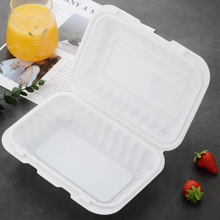 Disposable Cornstarch Take out Clamsell Box Packaging Food Container