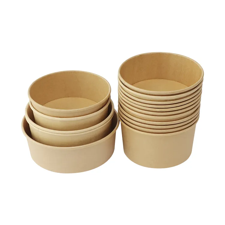 Paper salad bowl paper disposable food packing containers paper bowl with lid