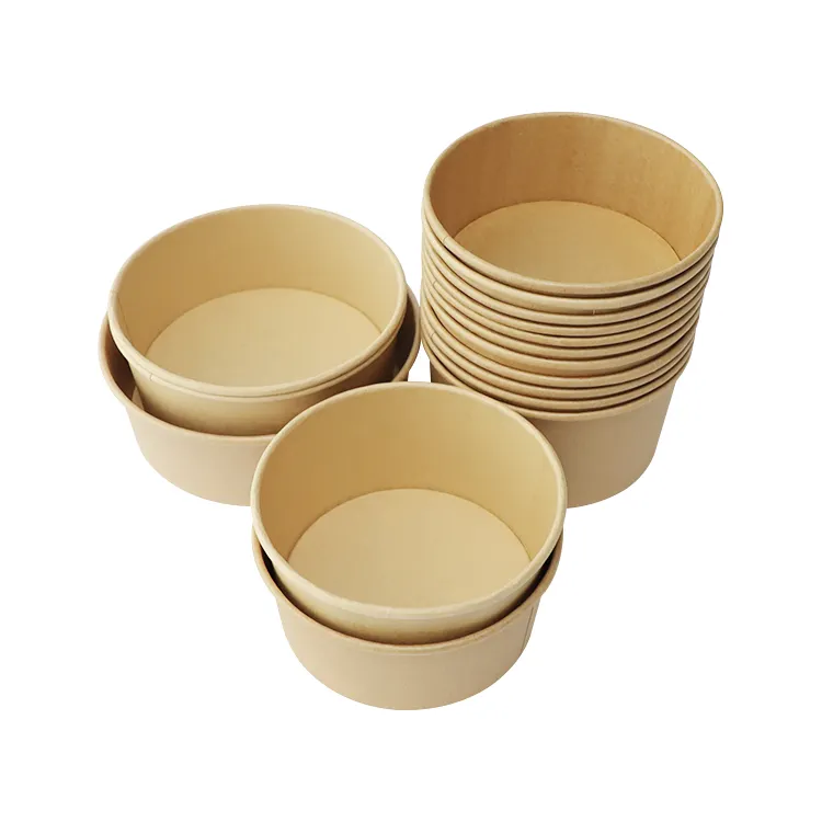 Paper salad bowl paper disposable food packing containers paper bowl with lid