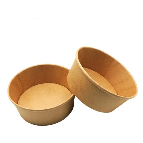 Take Away Paper Container Salad Bowls Disposable Kraft Paper Round Bowl
