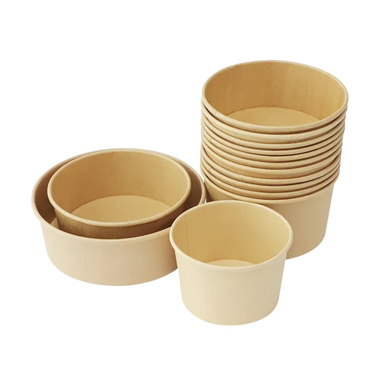 Paper salad bowl paper disposable food packing containers paper bowl with lid