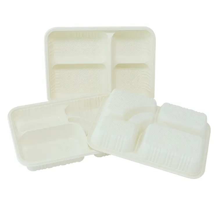 Disposable Microwaveable Cornstarch Food Tray Packaging Meat tray Cornstarch rectangle Tray