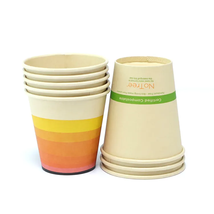 Custom logo hot coffee bamboo paper cup aqueous for sale