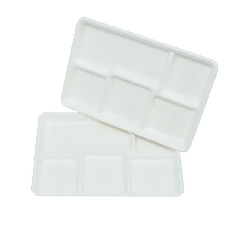 Custom Microwavable Biodegradable Bagasse Pulp 5 Compartment Tray