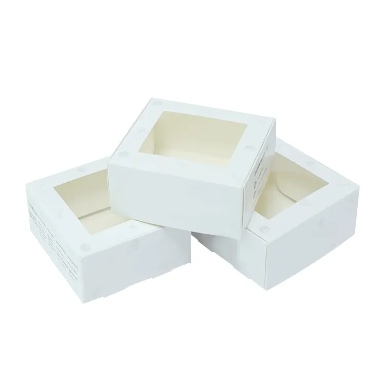 Custom White Cake Box Packaging Bakery Sushi Cake Donut Box with Transparent Window