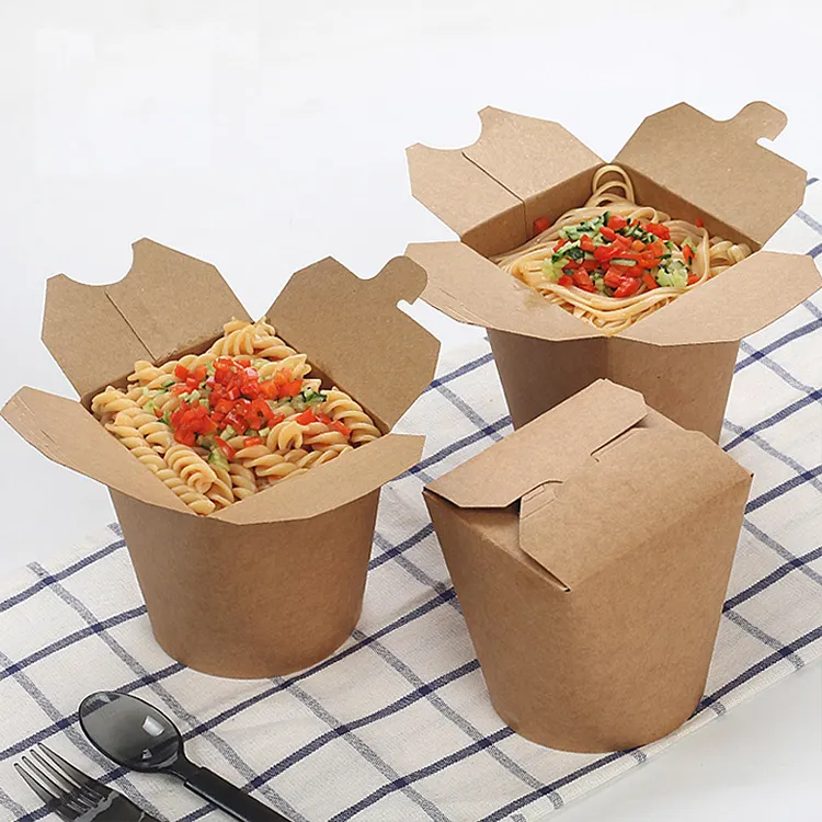 Scatola di carta per noodle cinesi 26OZ Pasta Cup per ristorante UE