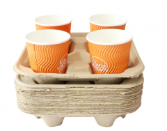 Disposable Paper Cup Holder Trays 2 or 4 Cups