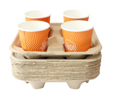 Disposable Takeaway Cup Carry Trays 4 Cups