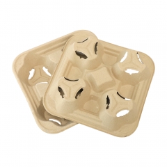 တစ်ခါသုံး ယူသွားနိုင်သော ခွက် ၄ ခွက်ပါ သယ်ဆောင်သည့် ဗန်းများ