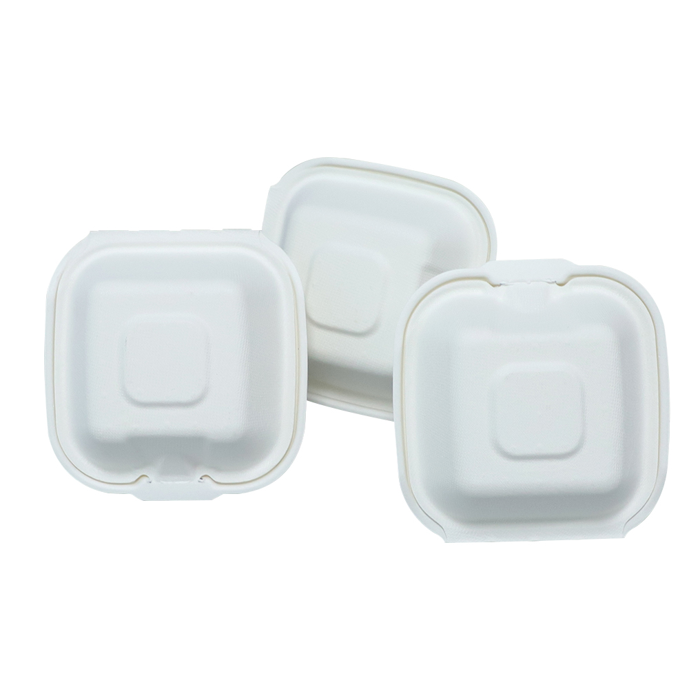 100% Compostable Sugarcane Hamburger Clamshells Wholesale