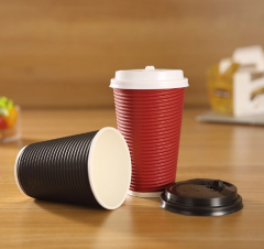 8 oz disposable corrugated paper coffee cups with lids