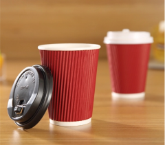 8 oz disposable corrugated paper coffee cups with lids