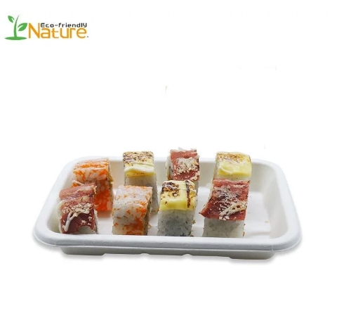 Sugarcane Sushi Tray With Lids(100ml)