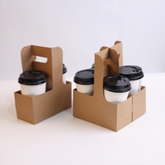 drink carriers with handle 4 cup kraft paper cup tray