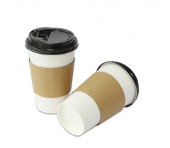 Gobelets en papier à café jetables à simple paroi avec couvercle et manchon