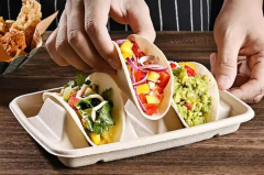 Takeaway 2 Compartment Taco Holder Tacos Tray With Lid 