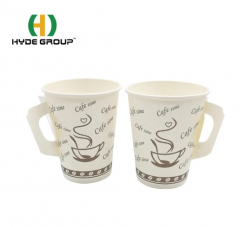 9OZ Customized Printed Disposable Handled Paper Coffee Cup