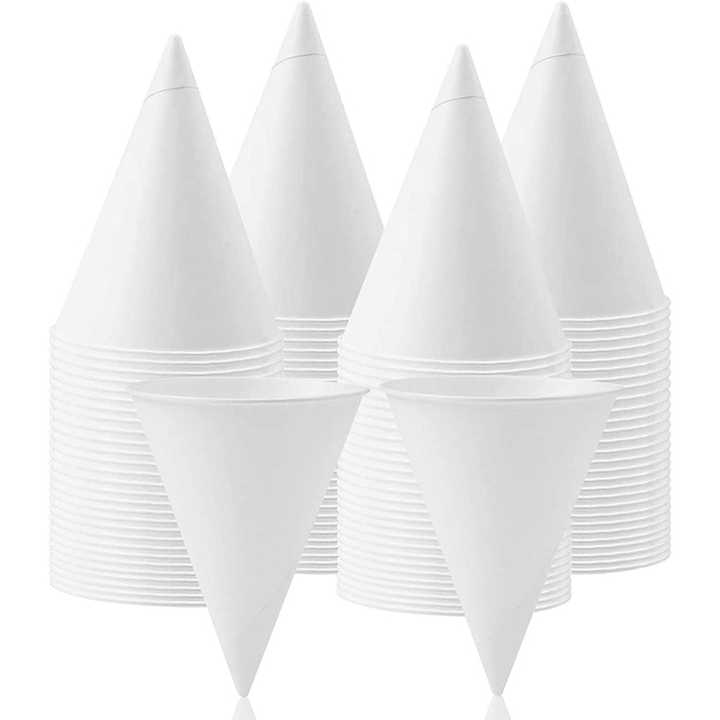 4 OZ Paper Cone Cup Custom Rolled Rim Paper Cone Cups 