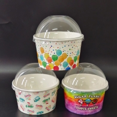 2021 โลโก้ที่กำหนดเองพิมพ์กระดาษทิ้งถ้วยโยเกิร์ตแช่แข็งพร้อมฝาปิด