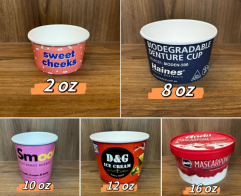 ရေခဲမုန့်/ဒိန်ချဉ်အတွက် စိတ်ကြိုက်  ပုံနှိပ်ထားသော တစ်ခါသုံး စက္ကူခွက်